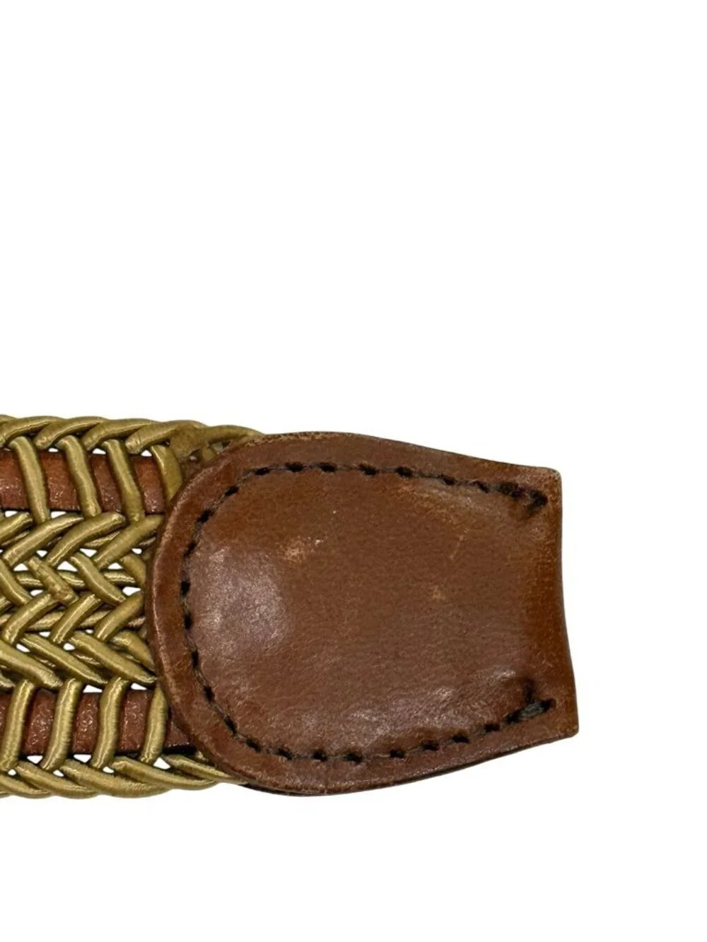 Torino Men's Belt Braided Leather Adjustable Brown Tan Silver Buckle USA Size 38
